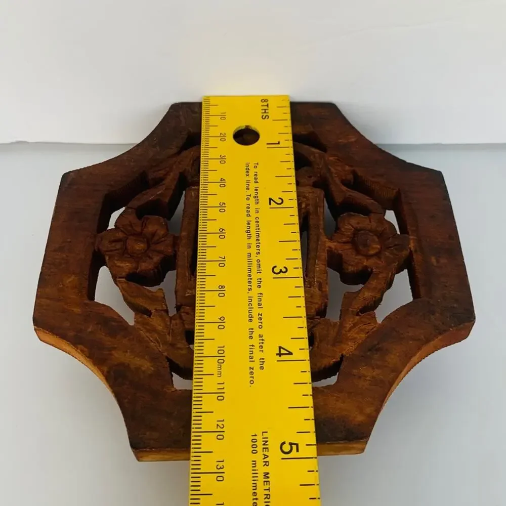 Carved Wood Footed Trivet